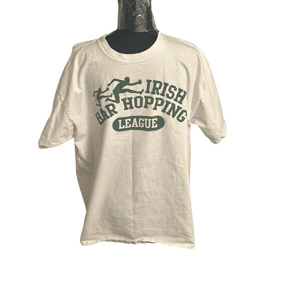 Irish Bar Hopping League XL T-Shirt White And Green Funny T-Shirt - Picture 1 of 6